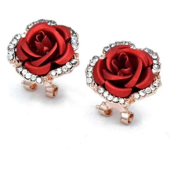 💖🌷 Rose Crystal Earrings - Picture 6 of 6